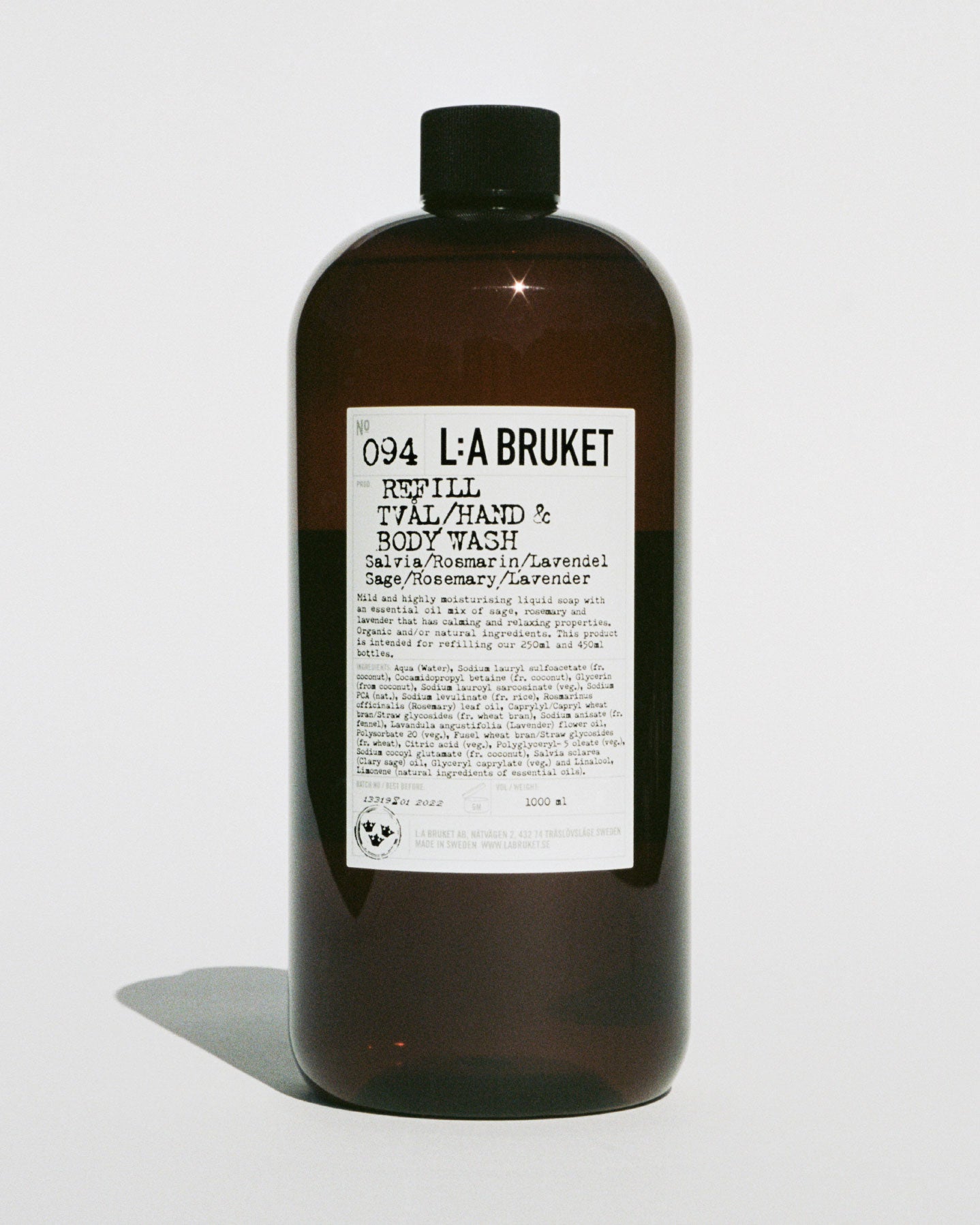 L:A BRUKET 094 Refill Hand & Body Wash Sage Rosemary Lavender 1000ml