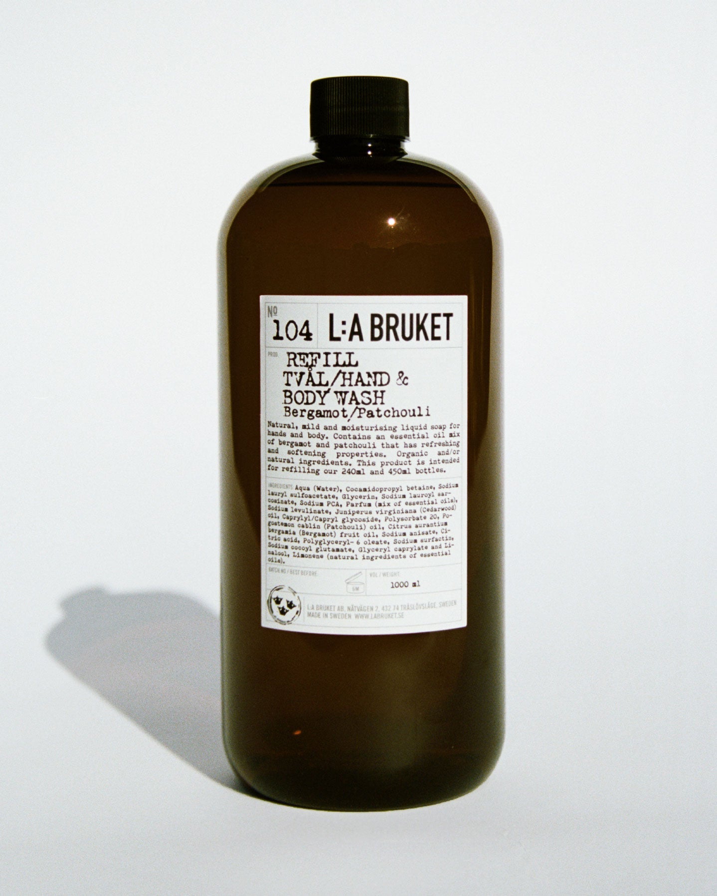 L:A BRUKET 104 Refill Hand & Body Wash Bergamot Patchouli 1000ml