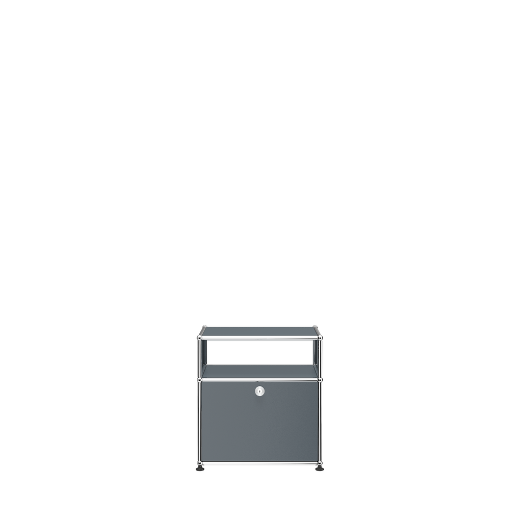 USM Haller nightstand (P) in Mid Gray