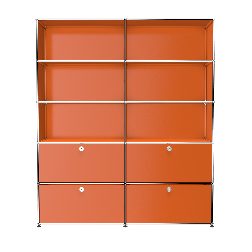 USM Haller Large Contemporary Shelving with Storage (R2) in Pure Orange
