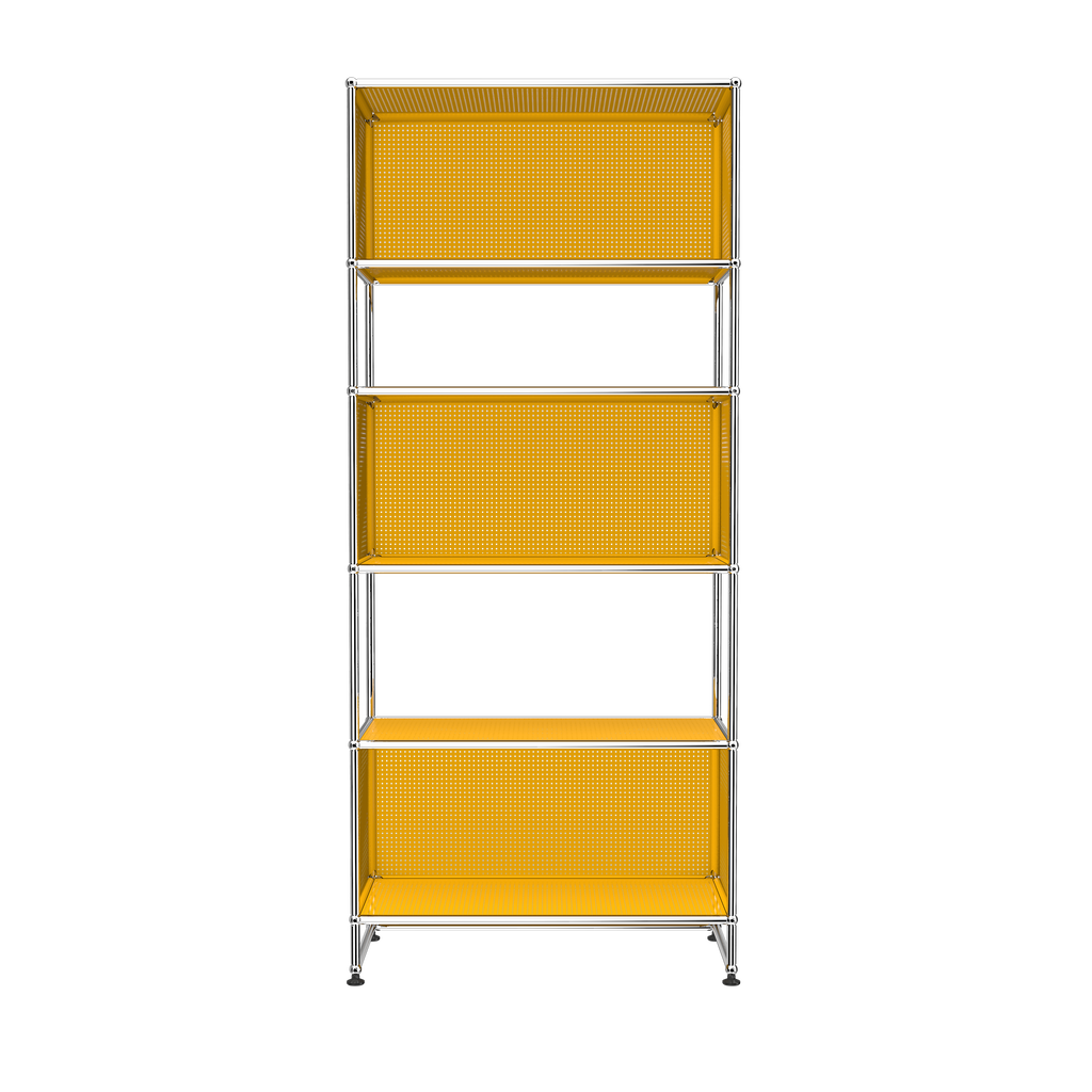 USM Haller 3 Box Shelving with Perforated Panels (RE119) In Golden Yellow
