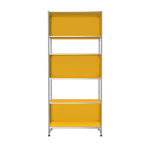 USM Haller 3 Box Shelving with Perforated Panels (RE119) In Golden Yellow