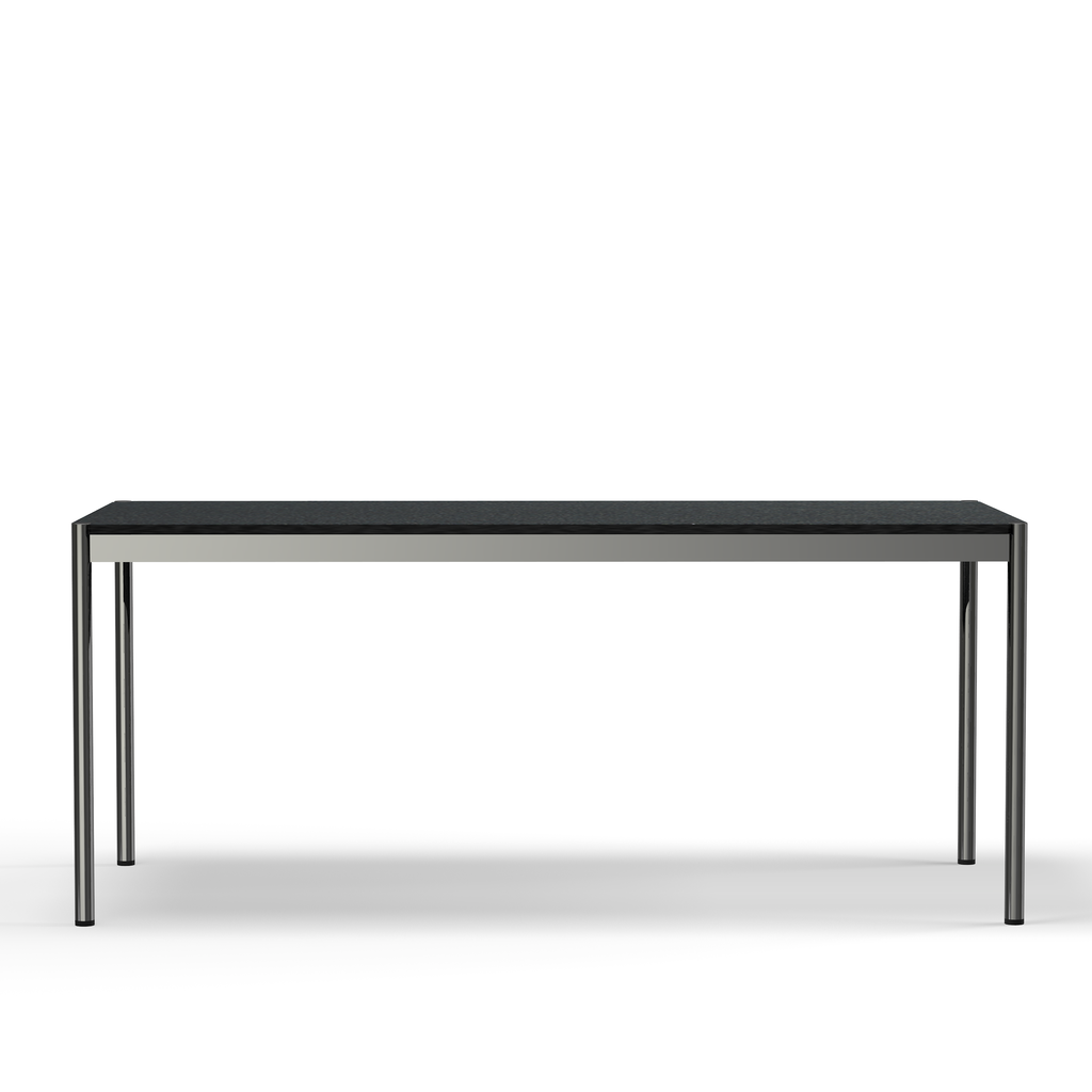 USM Haller Black Linoleum Modern Office Table (T69) Front View