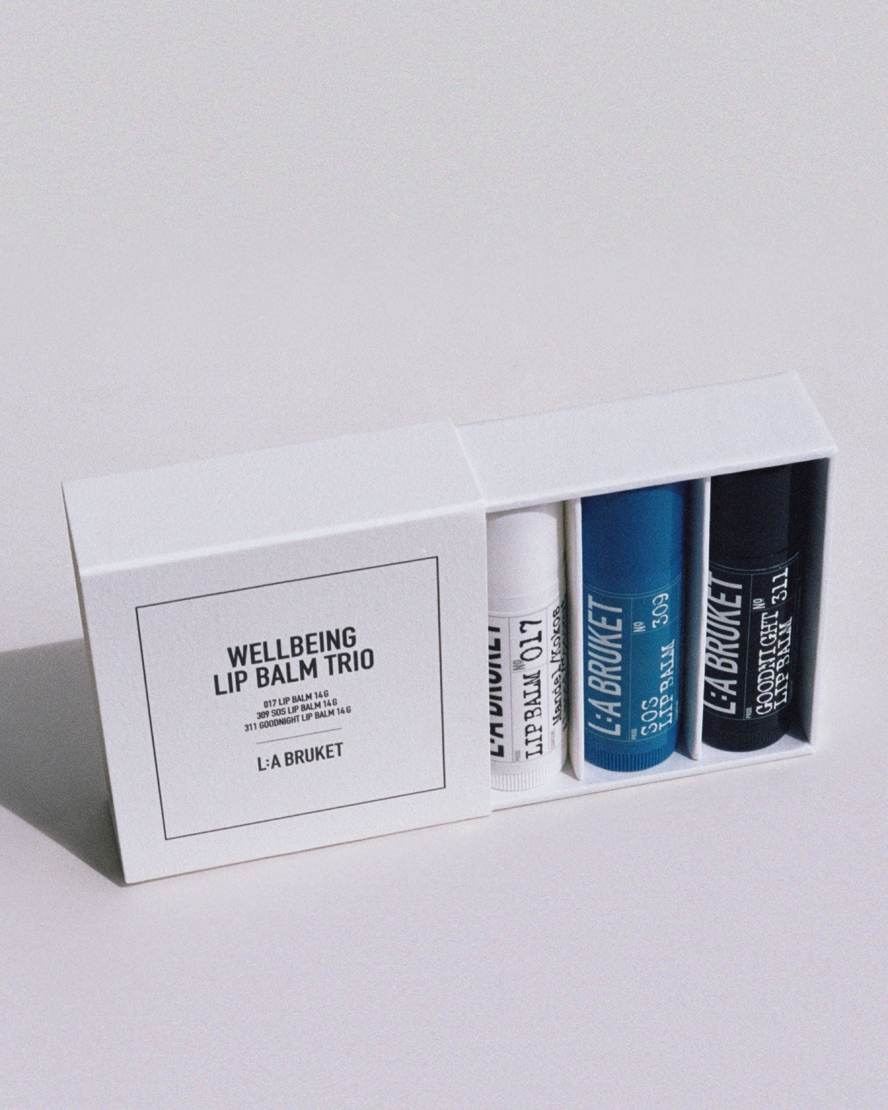 L:A BRUKET Wellbeing Lip Balm Trio 3 x 14g