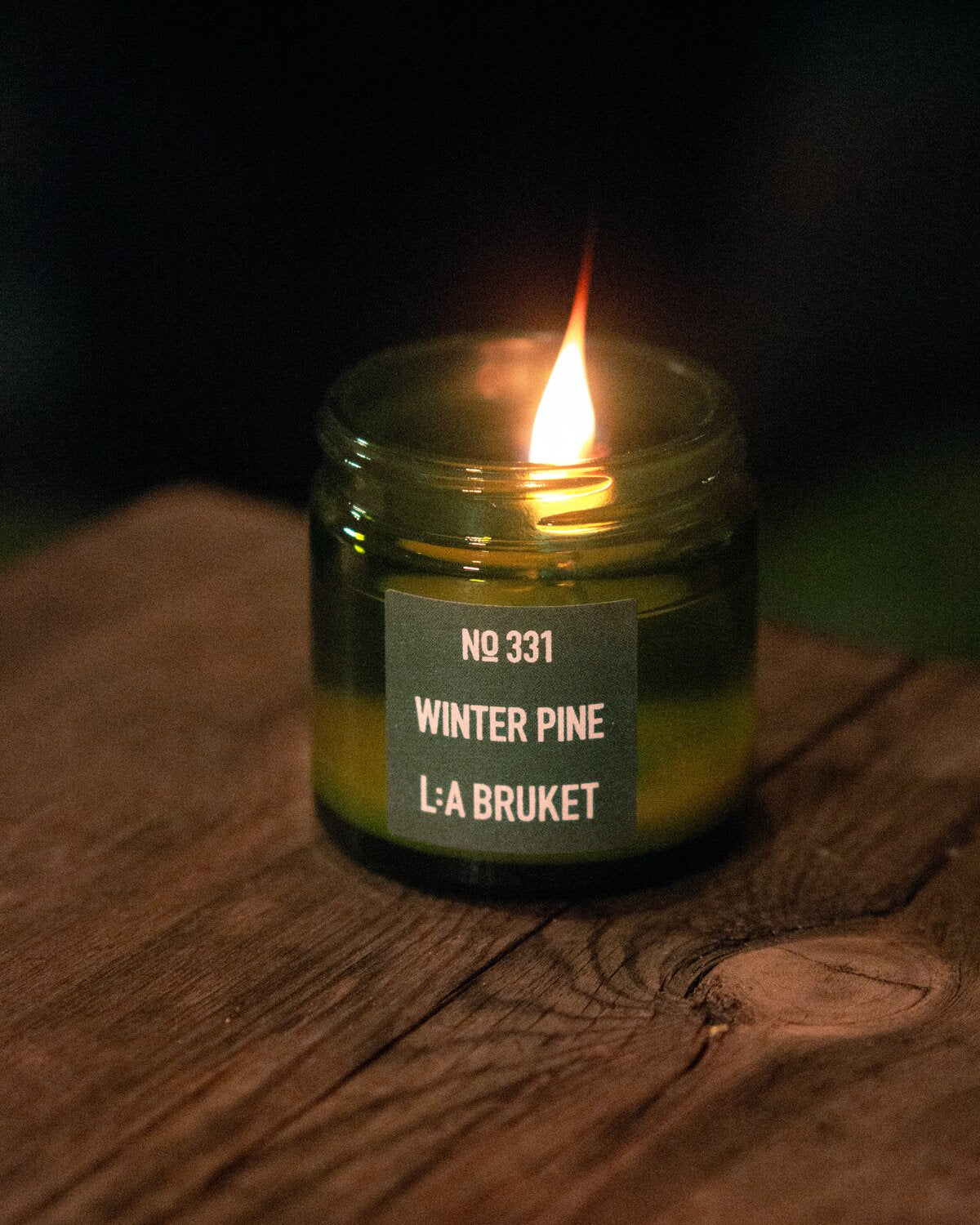 L:A BRUKET Winter Pine mini candle campaign