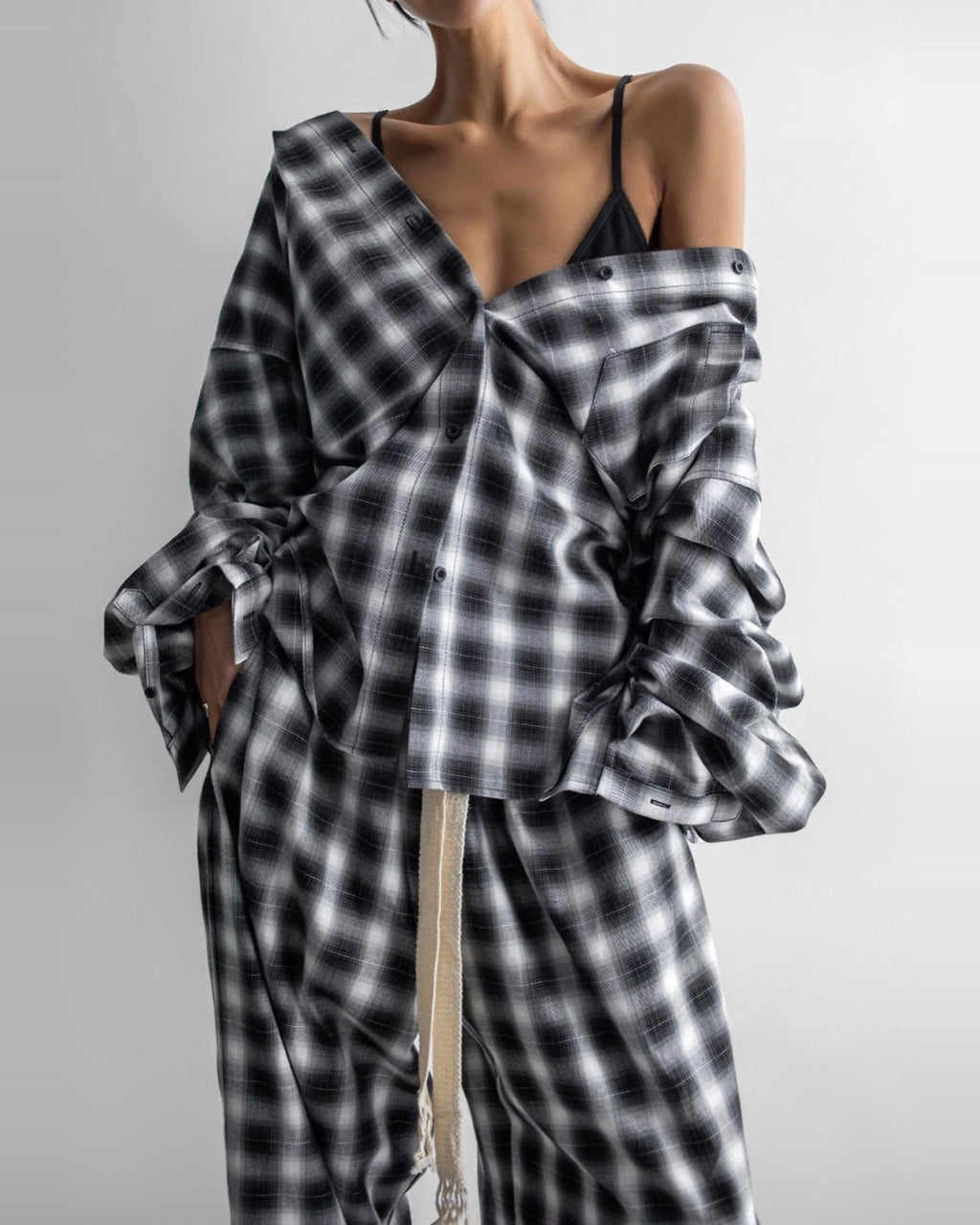 Everyday Over Check Shirt close up — brushed plaid check texture