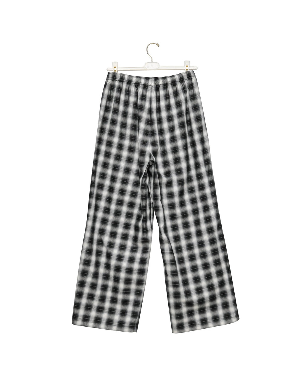 Everyday Oversized Plaid Check Wide Pants shown on a hanger, full length product view