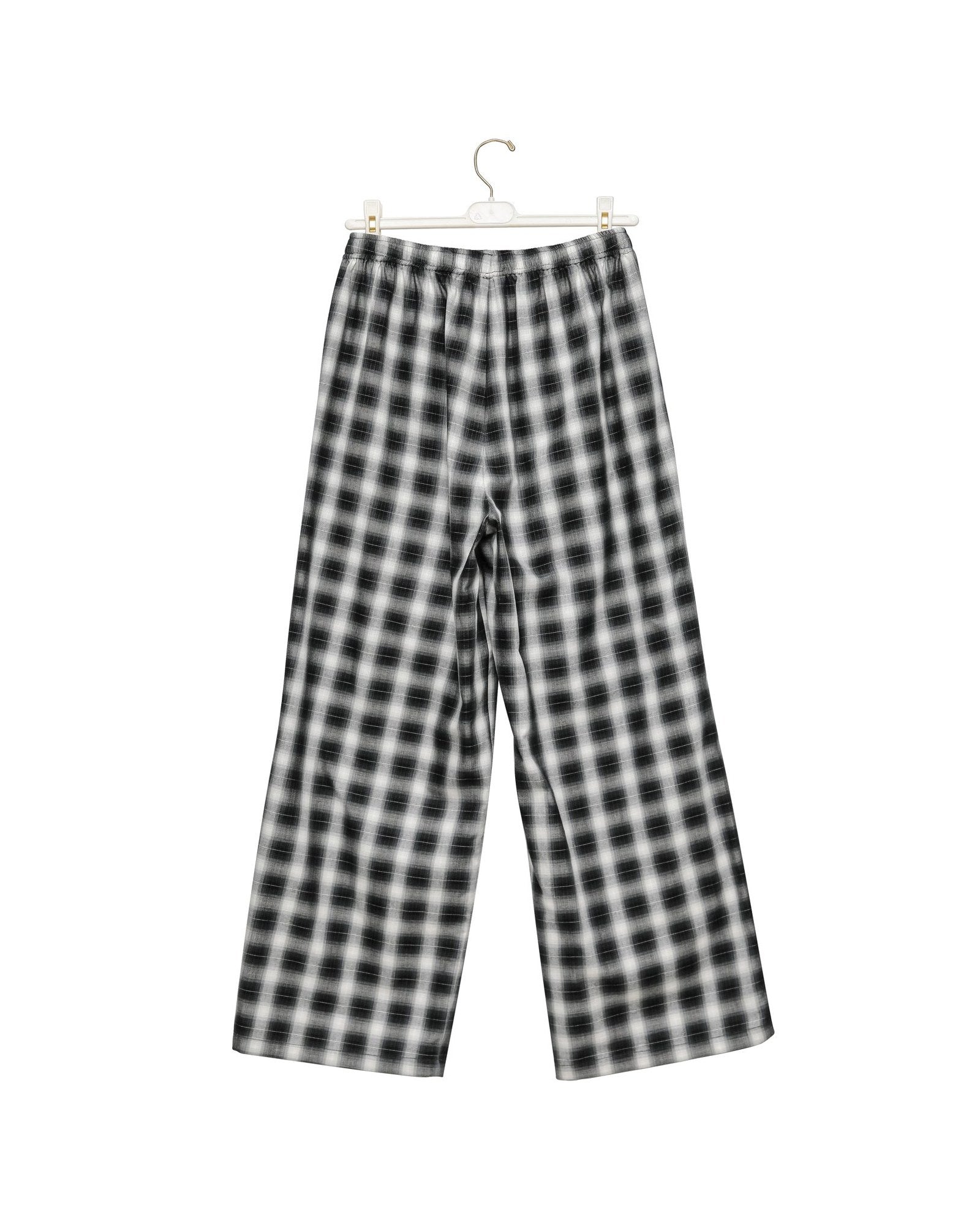 Everyday Oversized Plaid Check Wide Pants shown on a hanger, full length product view