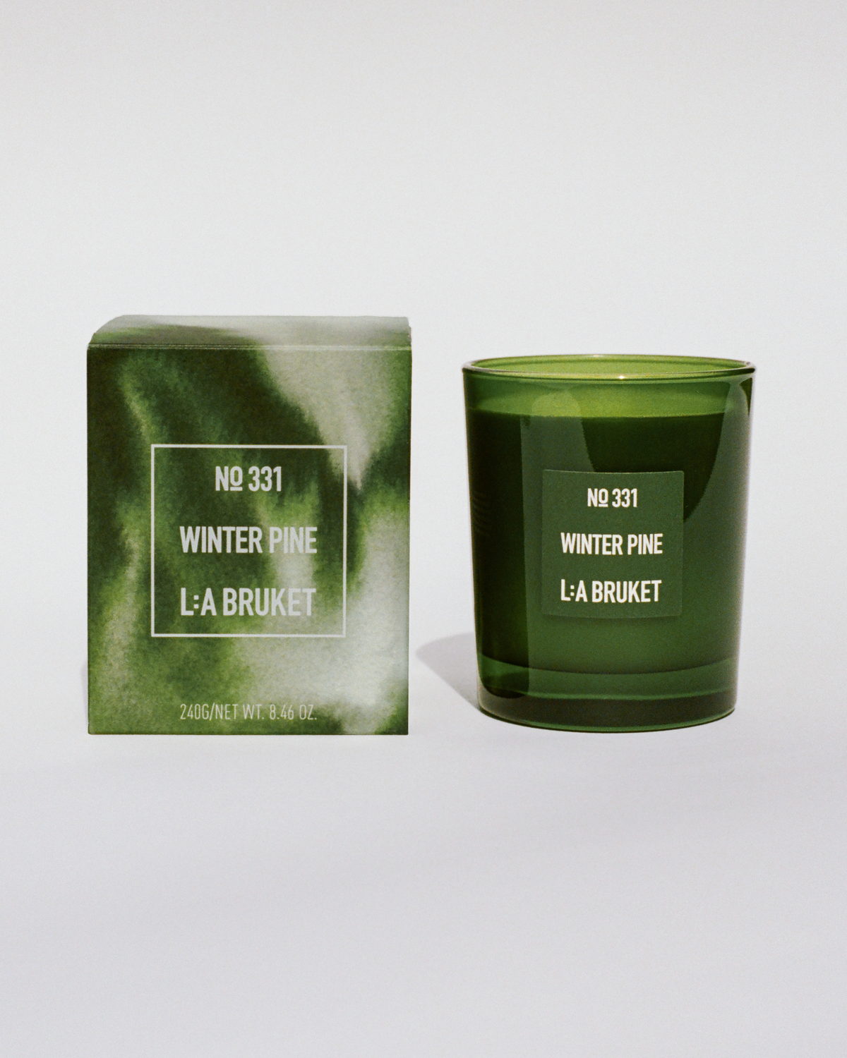 L:A BRUKET 331 Scented Candle Winter Pine 240g with packaging
